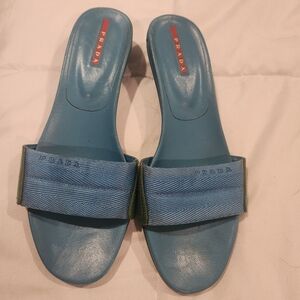 Prada Women's Blue Slide Kitten Heel